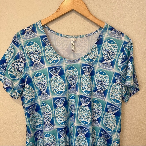 Lulu-B Blue and White Fish Print Dress - Picture 2 of 8